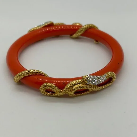 Coral Snake Bangle Bracelet Gold Snake Serpent Crystals Animal Wrap Statement - Picture 5 of 10